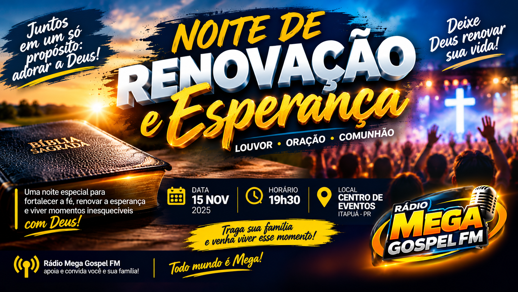 Noite de Renovação e Esperança reúne famílias em momento especial de fé